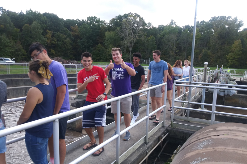 students at a water treatment plant