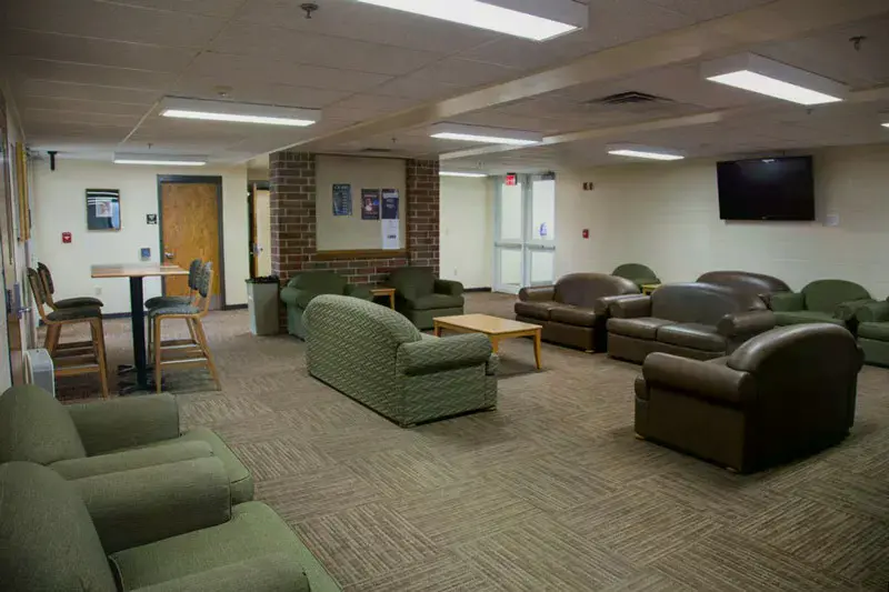 Visitors can enjoy the comfortable lounge on the main level