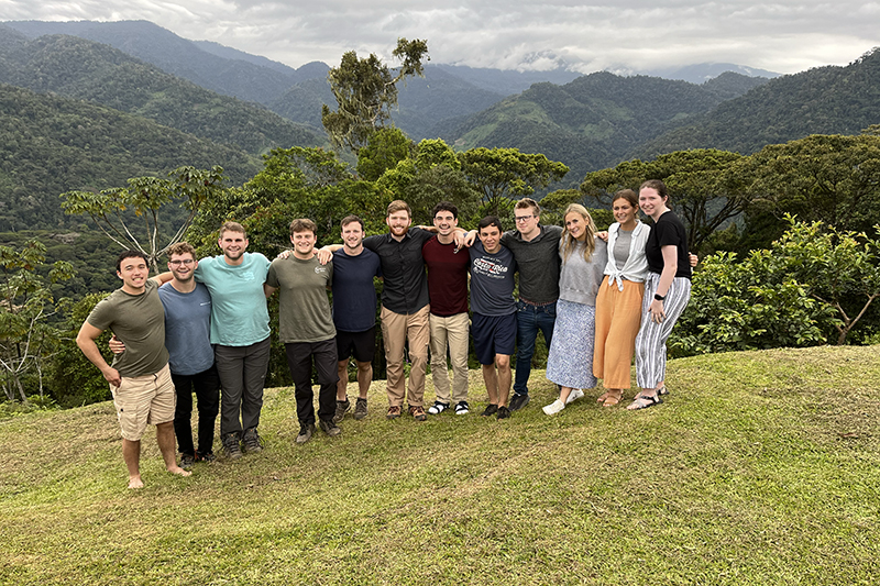 group of students on mountain in Costa Rica