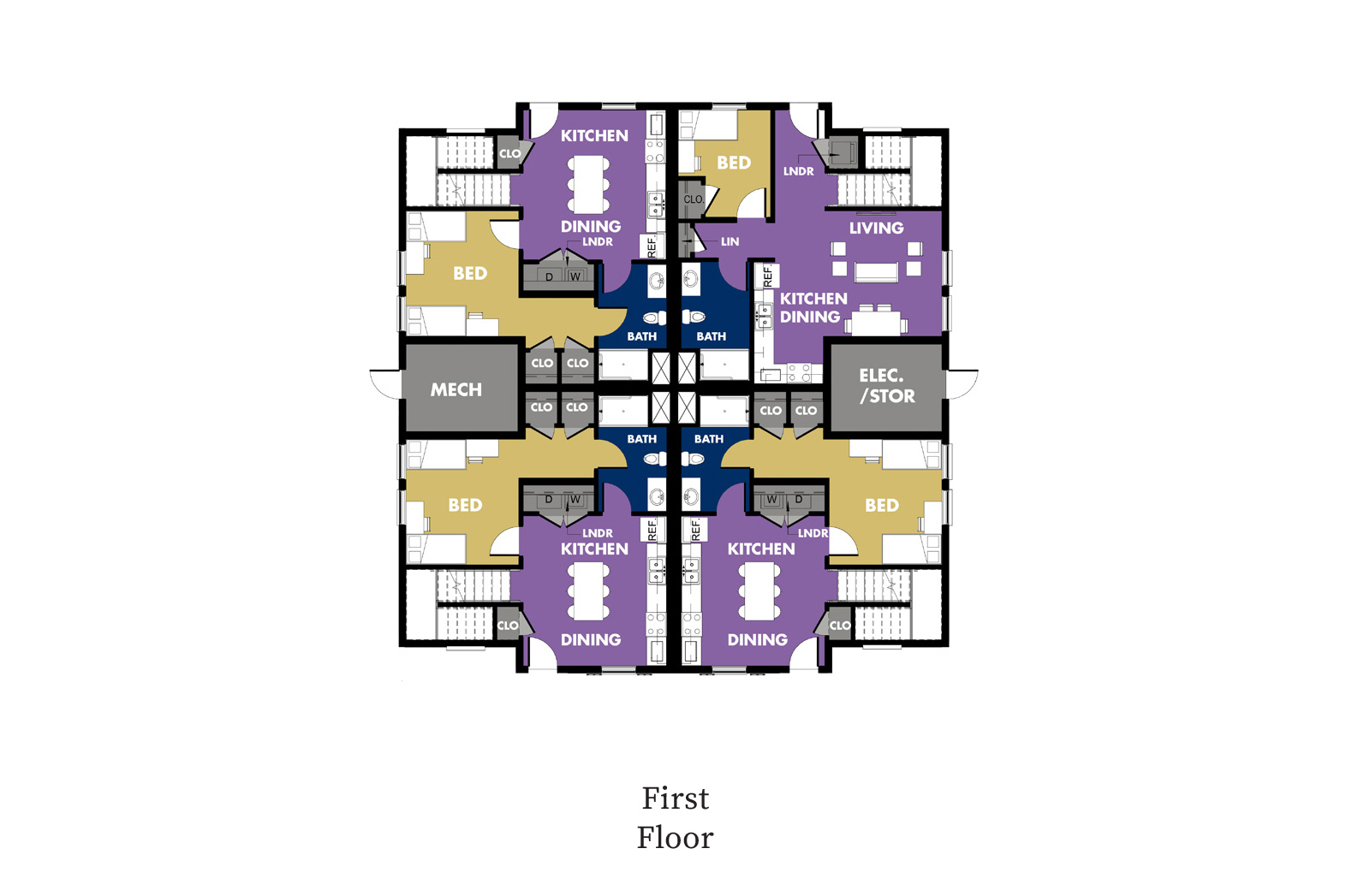floor plan of first floor of townhome