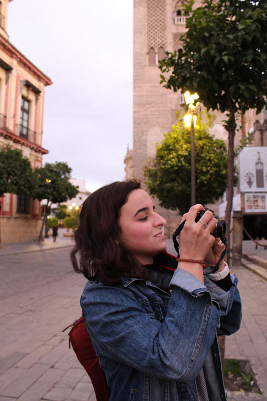 Study abroad student in Spain taking a photo