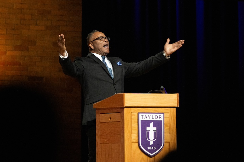 Chris Williamson speaking in chapel on Martin Luther King Day