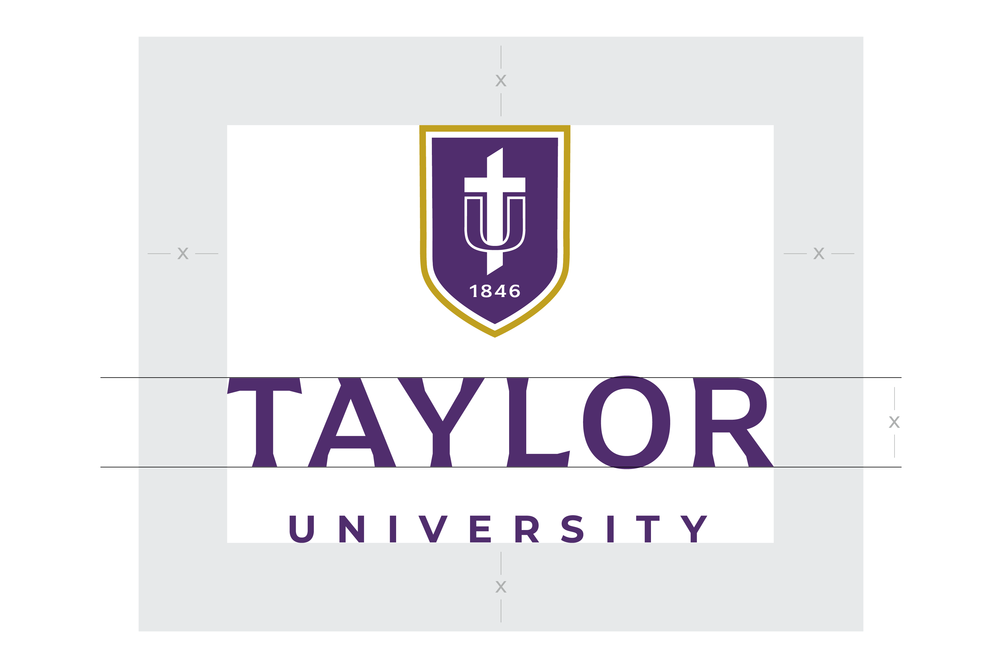 Taylor University Vertical Logo Clear Space