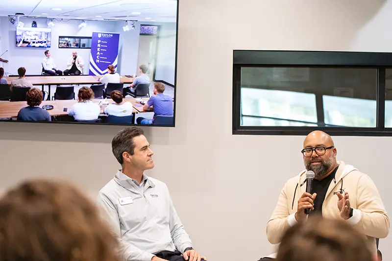 Tim and guest speaking in Preach Lab
