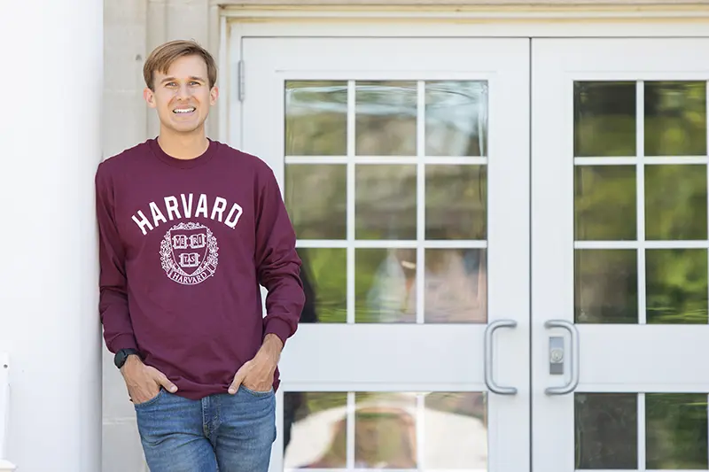 zane callison wearing Harvard shirt