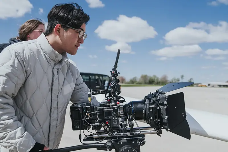 film student shooting camera