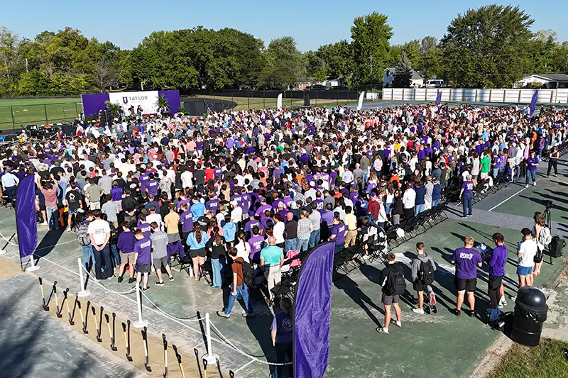 chapel groundbreaking drone shot