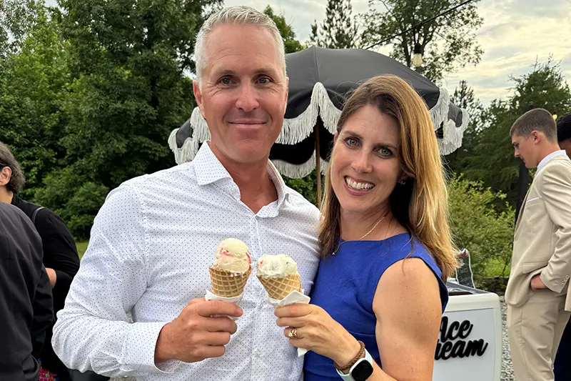 Nick and Molly Pastermack pose with ice cream