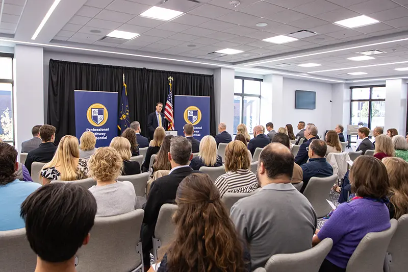 Audience of the Pathway credential press conference