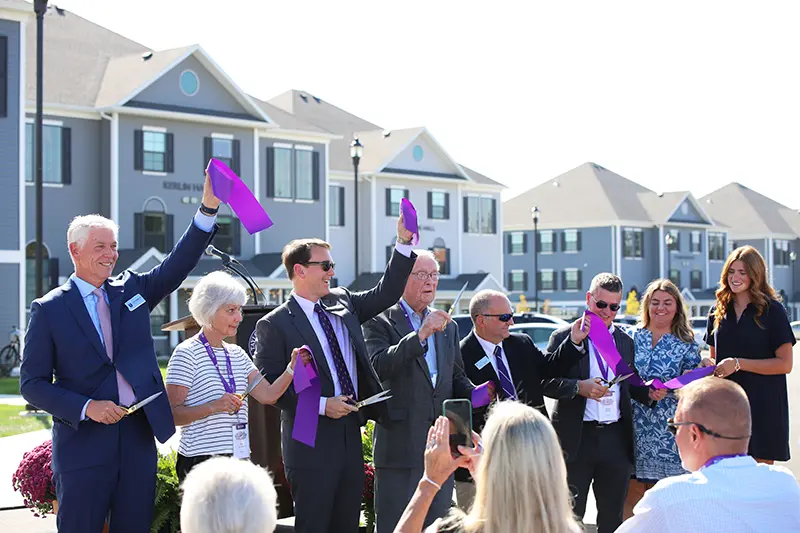 ribbon cutting for Brolund and Jacobsen Halls
